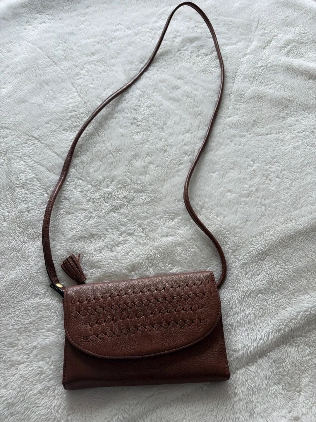 Fossil Brown Leather Crossbody Wallet