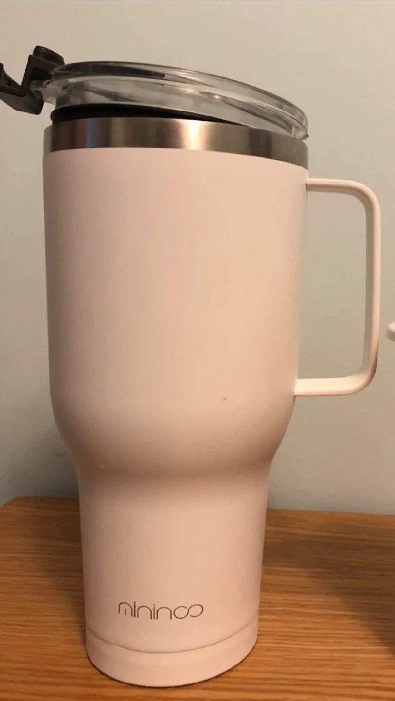 mininco White Stainless Steel Mug with Handle