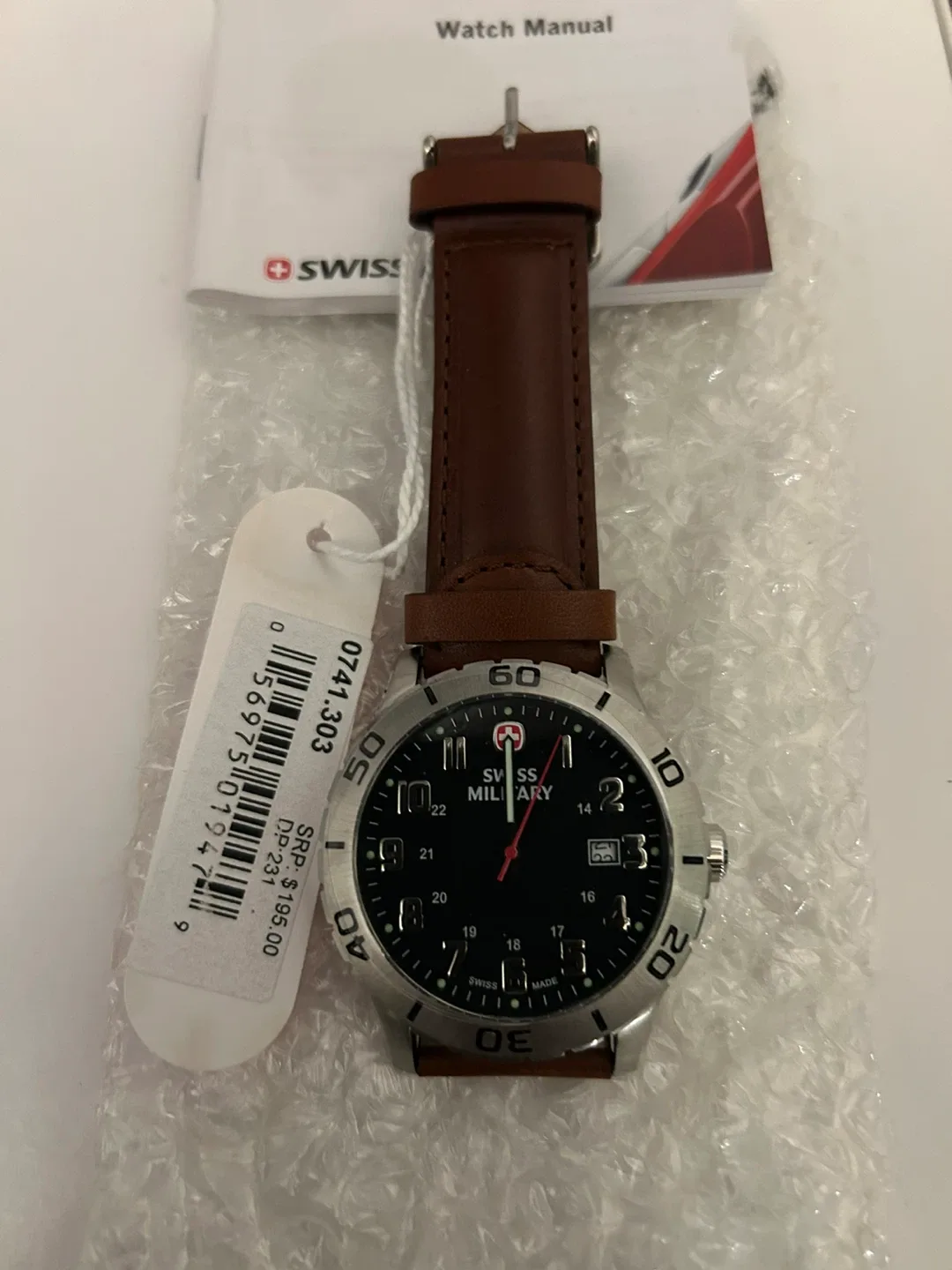 Swiss Military Watch, Brown Leather Strap
