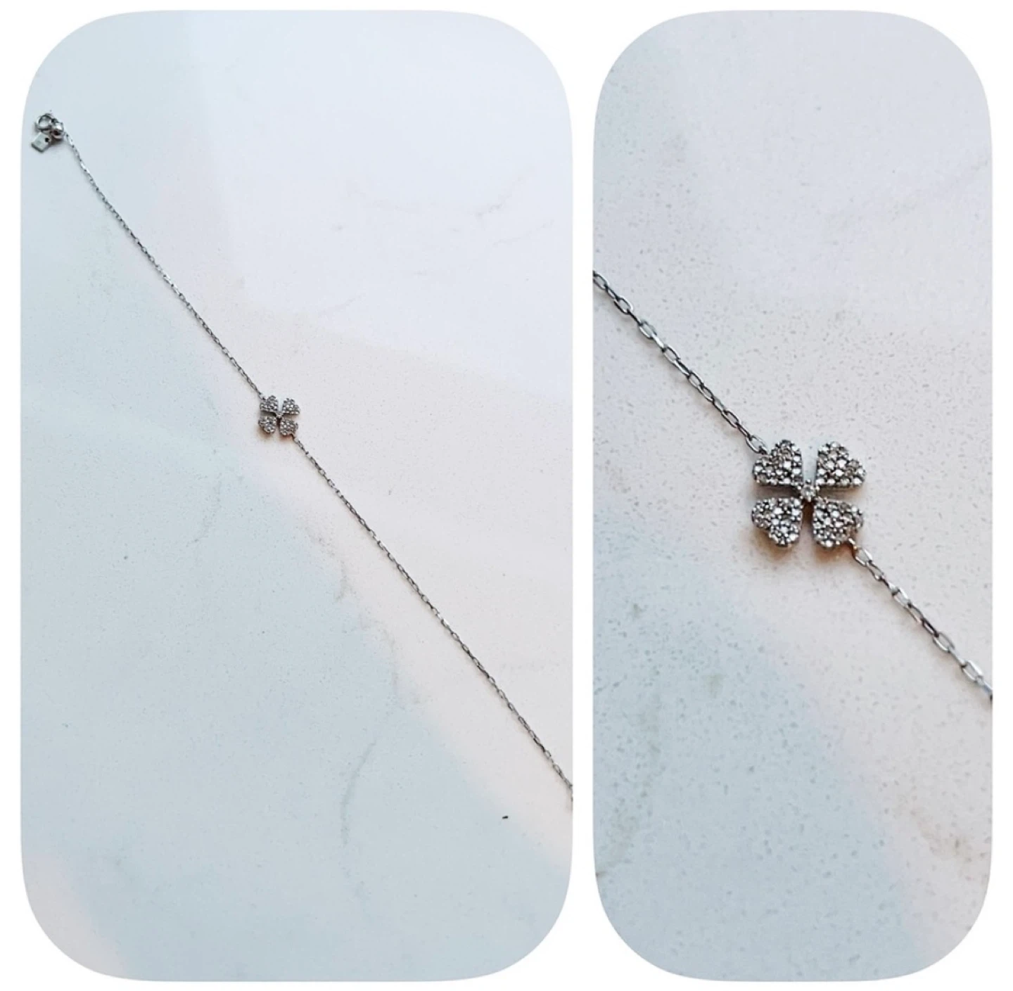 WHITE SOLID GOLD DIAMOND PAVÉ CLOVER FLOWER BRACELET - BRAND NEW - photo 2