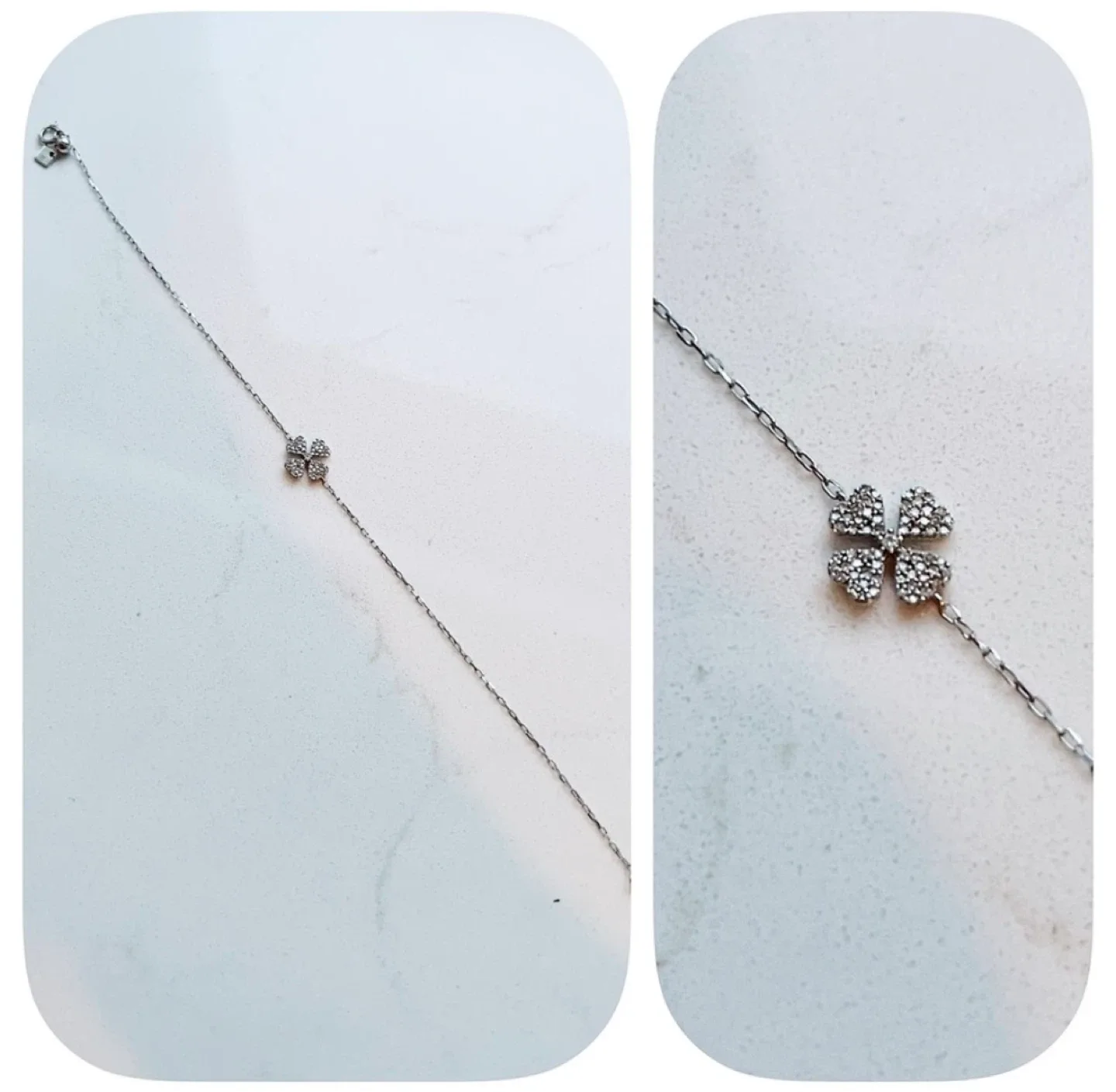 WHITE SOLID GOLD DIAMOND PAVÉ CLOVER FLOWER BRACELET - BRAND NEW image indicator(2)