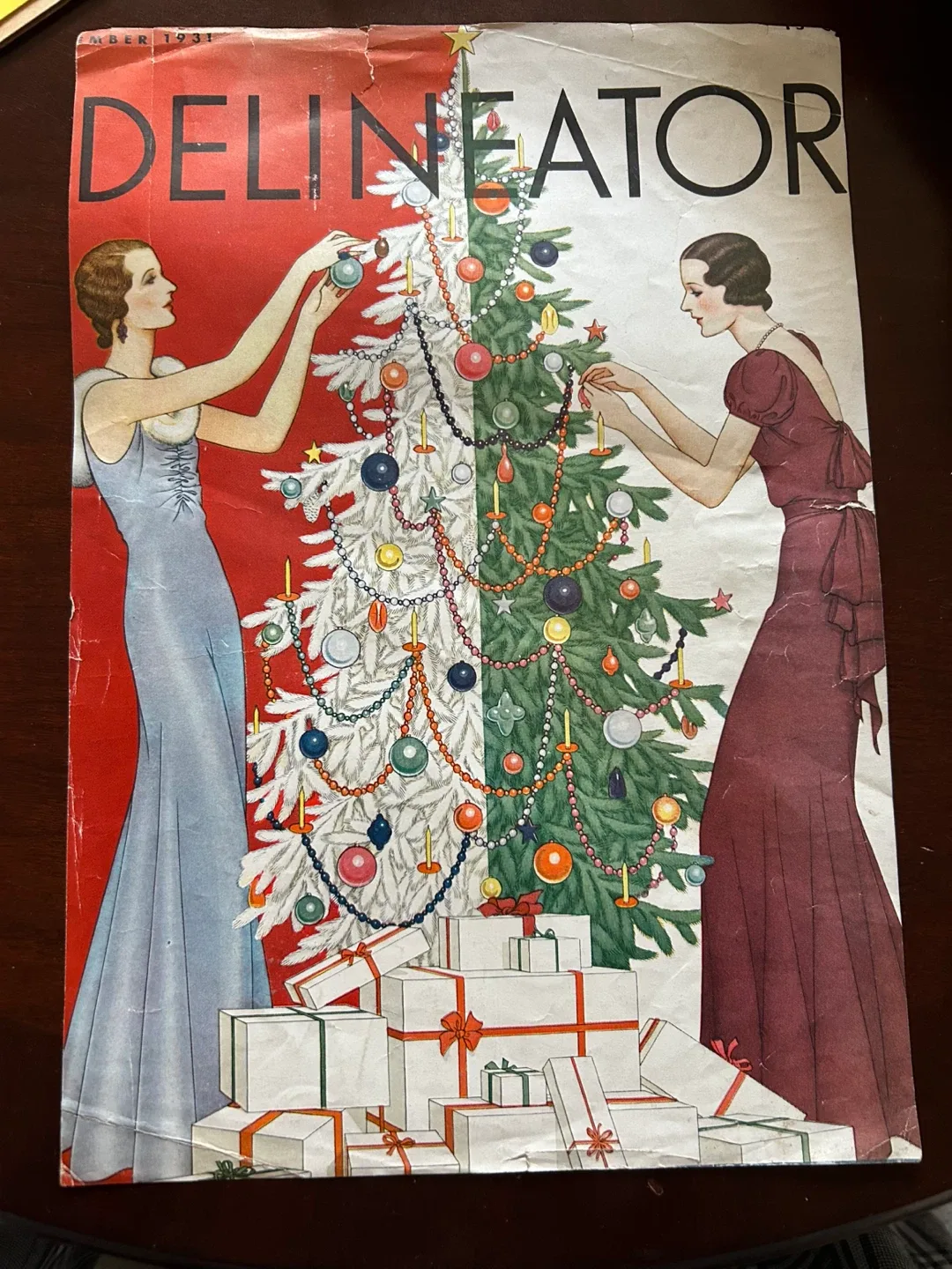 1931 art deco Xmas Christmas tree bulb mercury art vintage