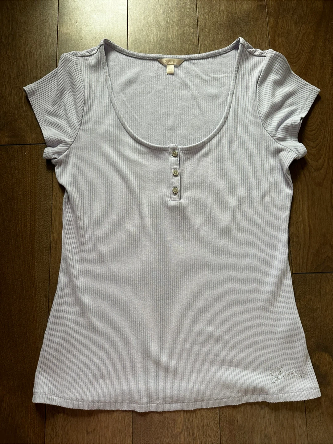 Guess Lavender Ribbed Tee - Size L