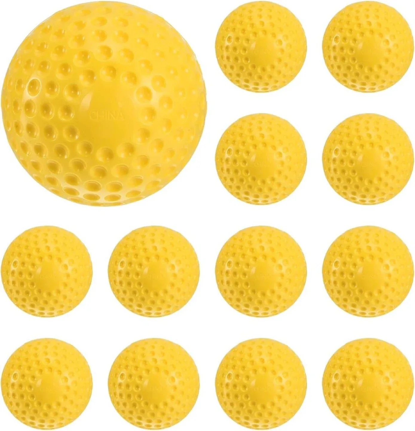 9 Yellow Pitching Machine Softballs