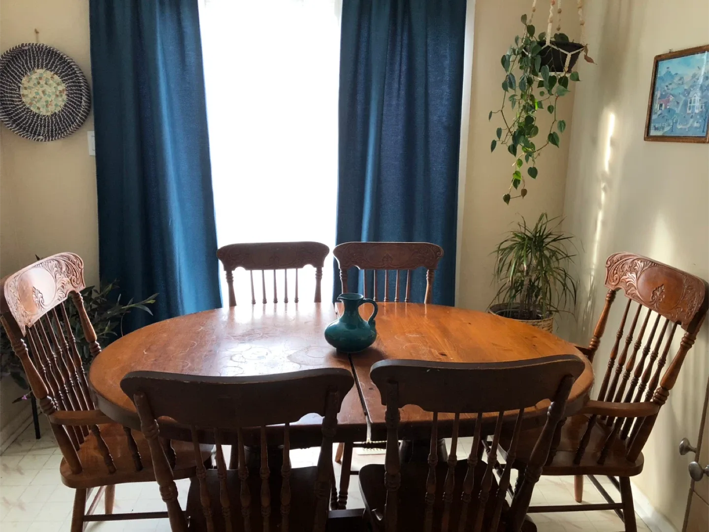Wood Dining Table with 6 Chairs