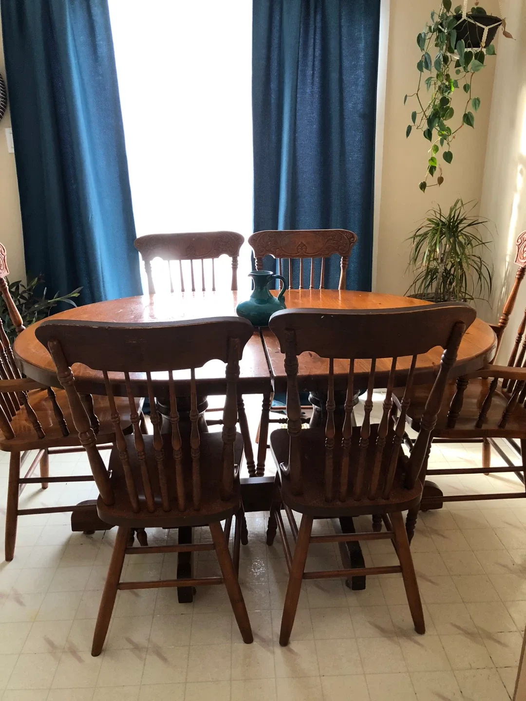 Wood Dining Table with 6 Chairs image indicator(2)
