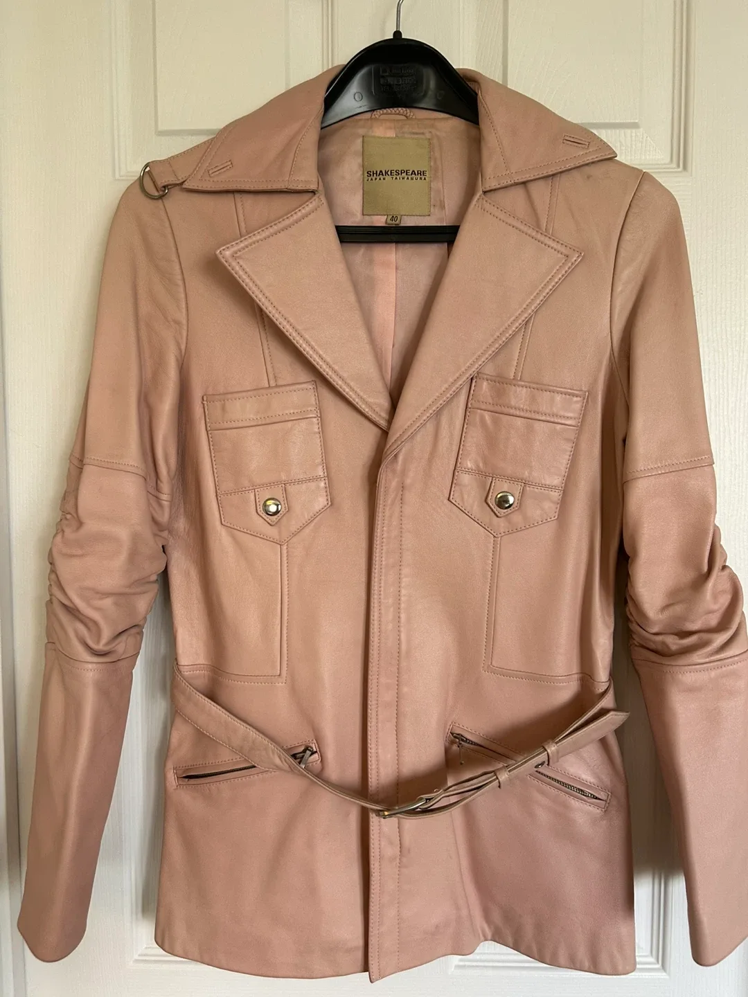 Pink Leather Jacket - Size 40
