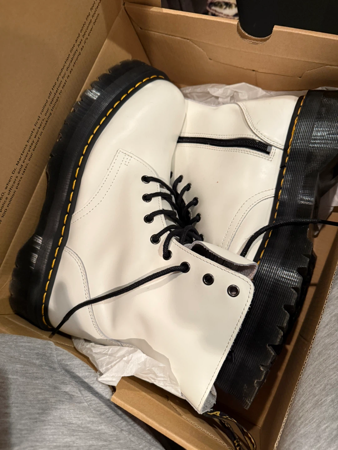 Dr. Martens Jadon White Platform Boots - US 13