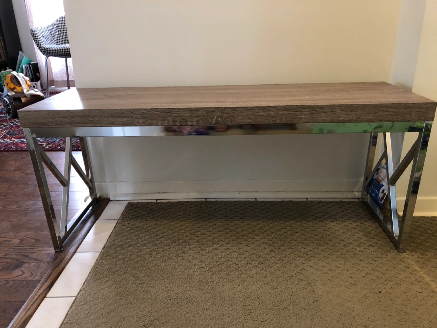 Wood & Chrome Console Table