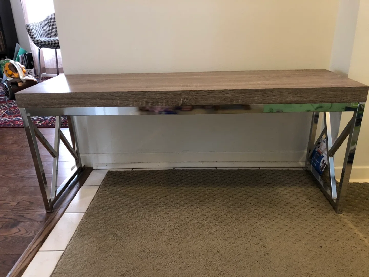 Wood & Chrome Console Table