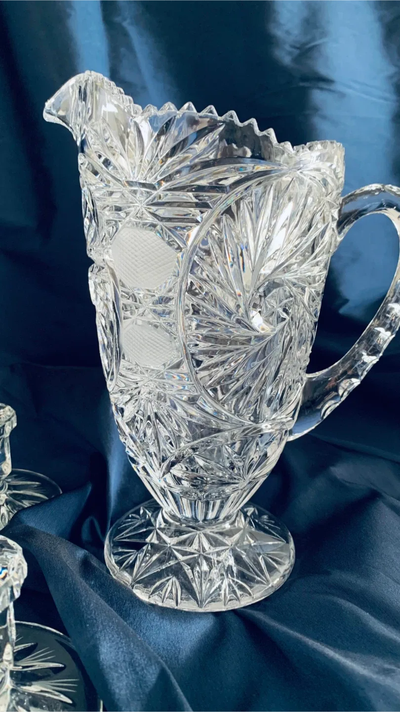 Anna Hutte Bleikristall Imperlux 10" Footed Crystal Pitcher