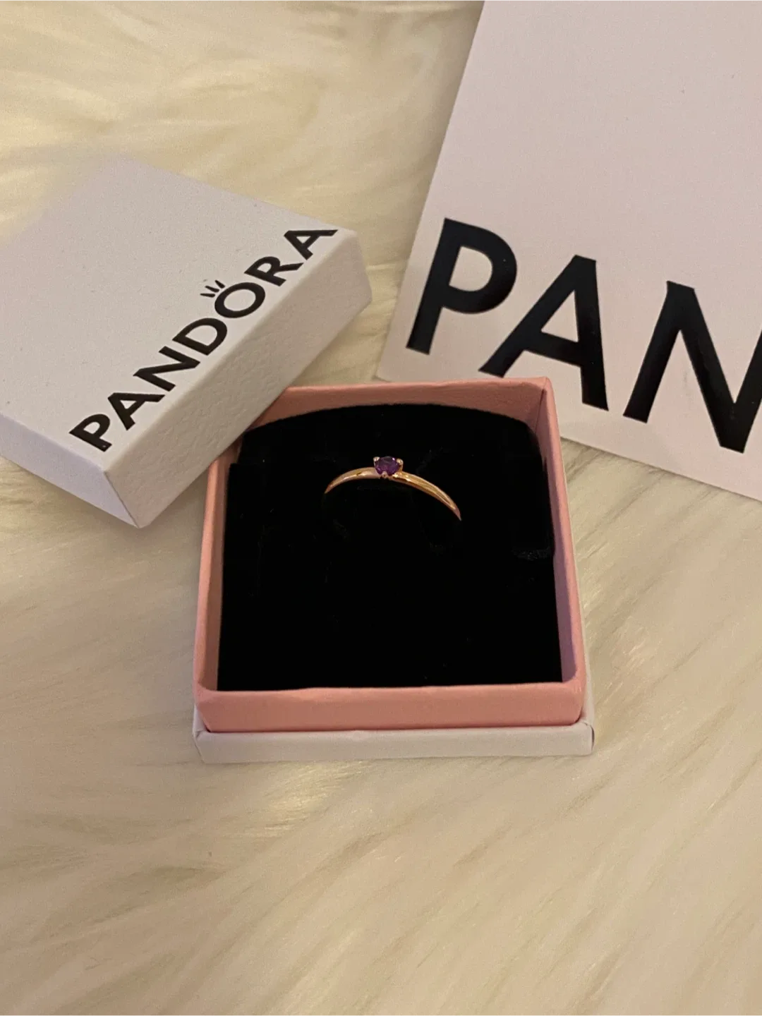 PRACTICALLY NEW- PANDORA Purple Solitaire Rose image indicator(2)