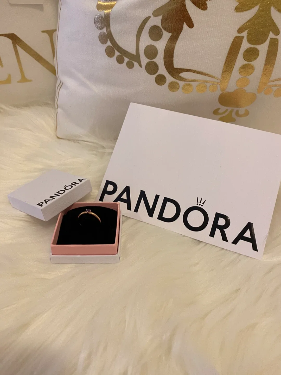 PRACTICALLY NEW- PANDORA Purple Solitaire Rose