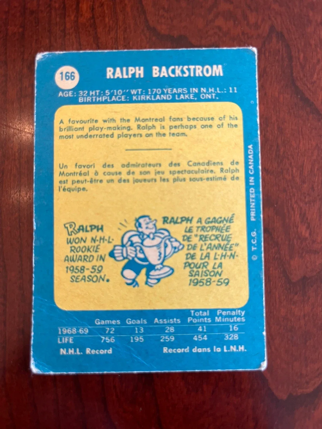 Ralph Backstrom Montreal 1969 O-Pee-Chee #166 image indicator(2)