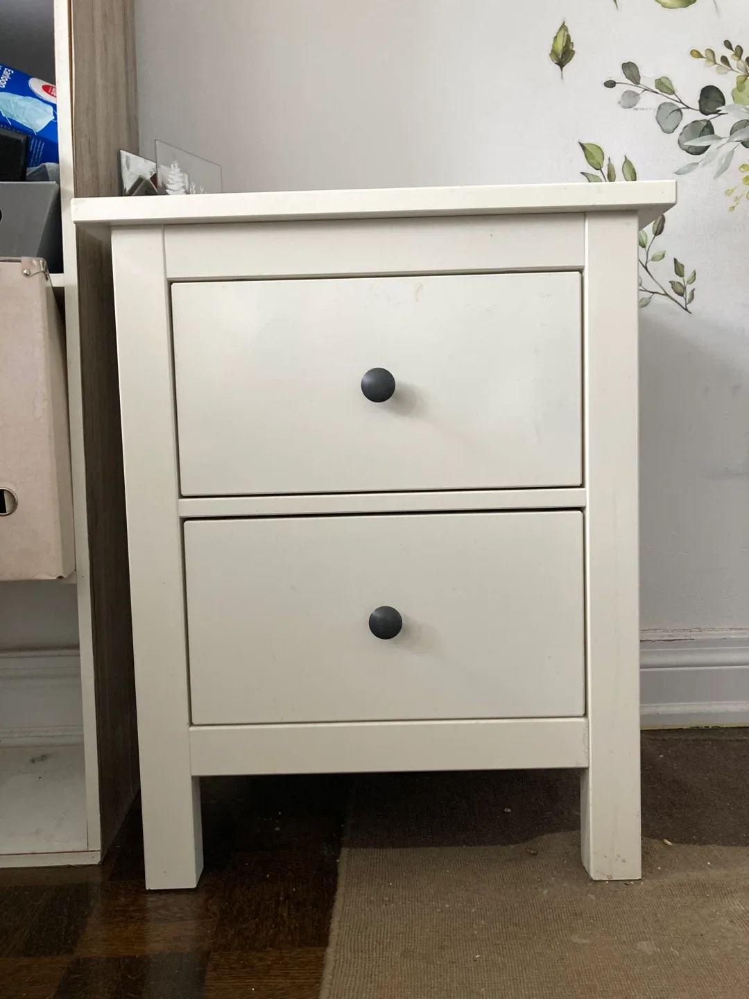 White Ikea 2-Drawer Nightstand