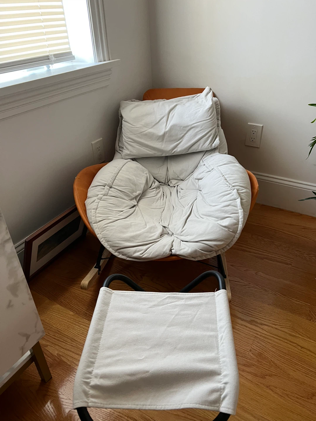 Orange Rocking Chair with Ottoman