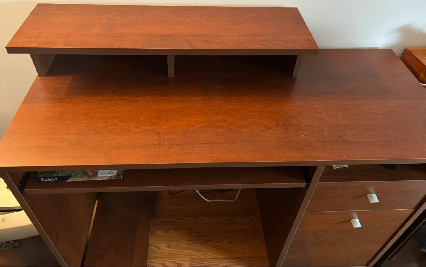 Brown Wooden Desk with Hutch image indicator(2)