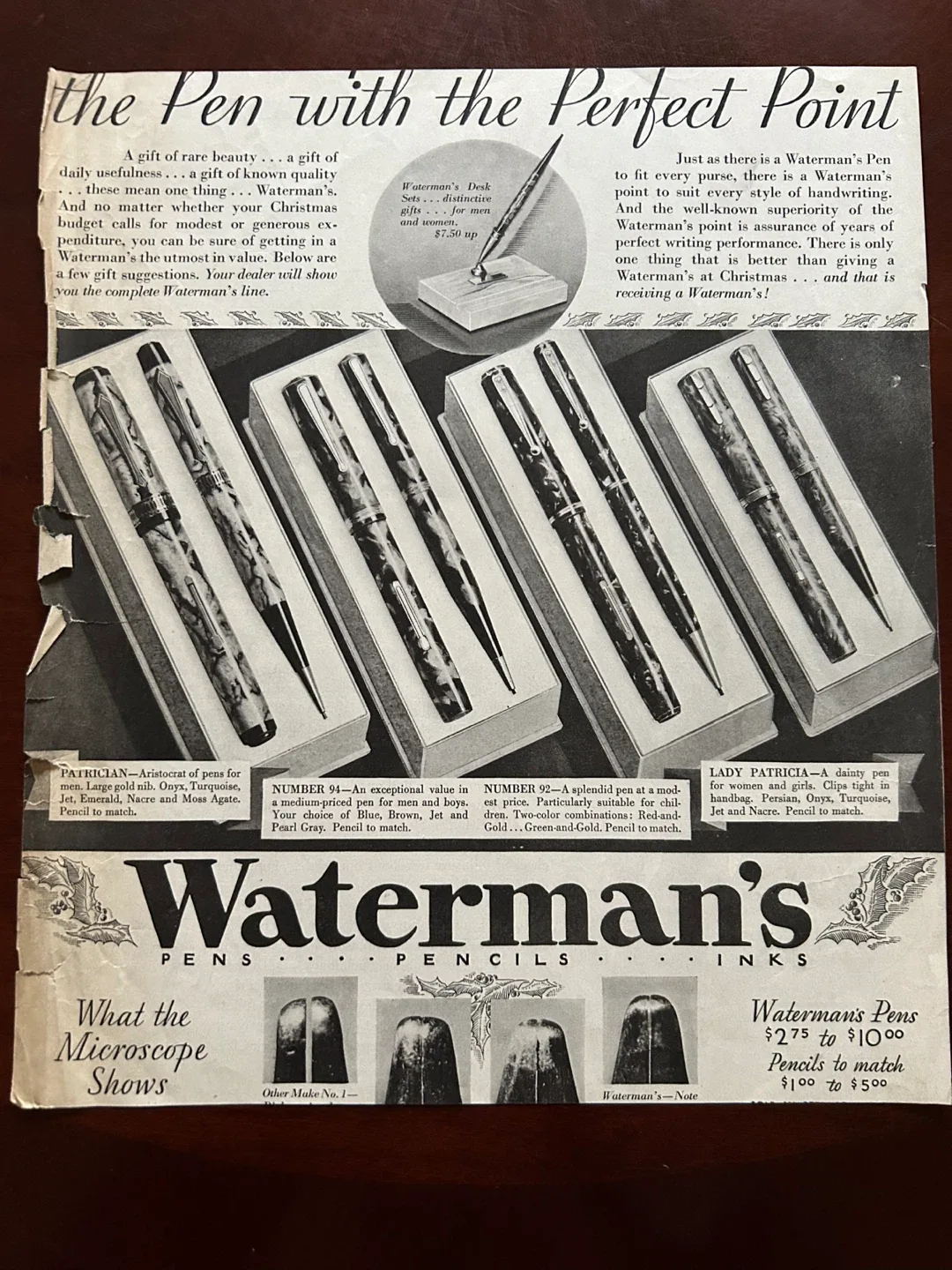Waterman's pen fountain vintage antique ad 1920s 1930s art image indicator(7)