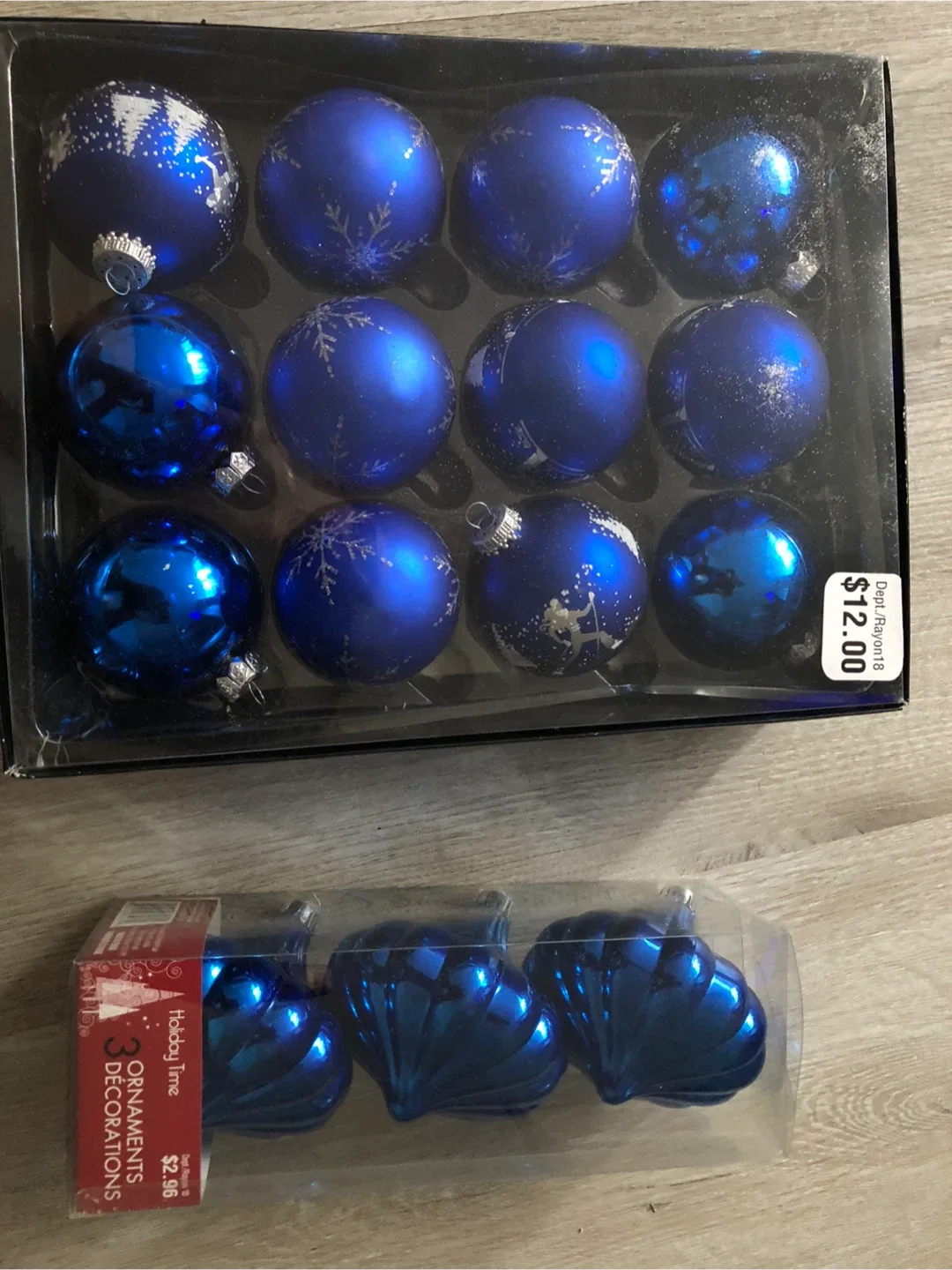 Holiday Time Blue Christmas Ornaments, New