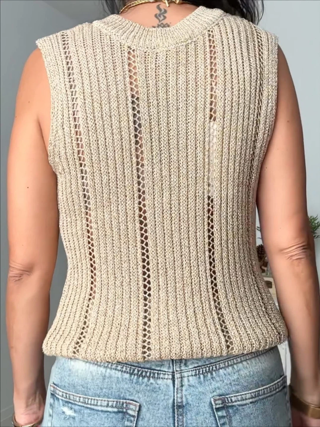 Marisa & Marie Metallic Gold Sleeveless Knit Top - photo 5