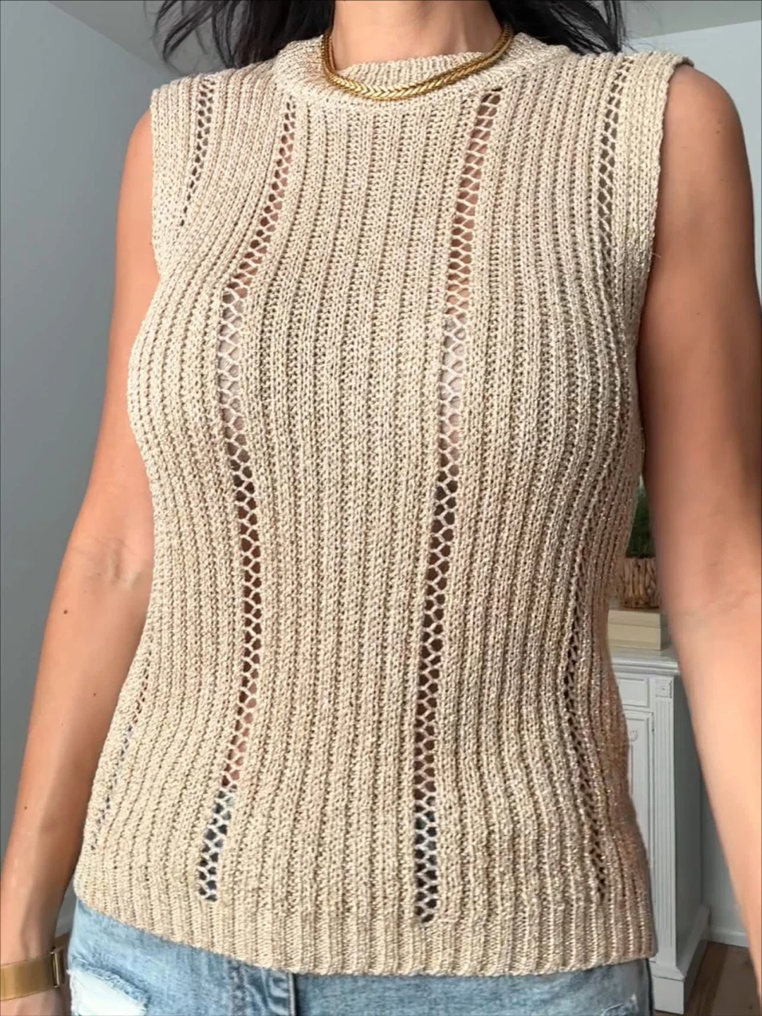 Marisa & Marie Metallic Gold Sleeveless Knit Top - photo 4