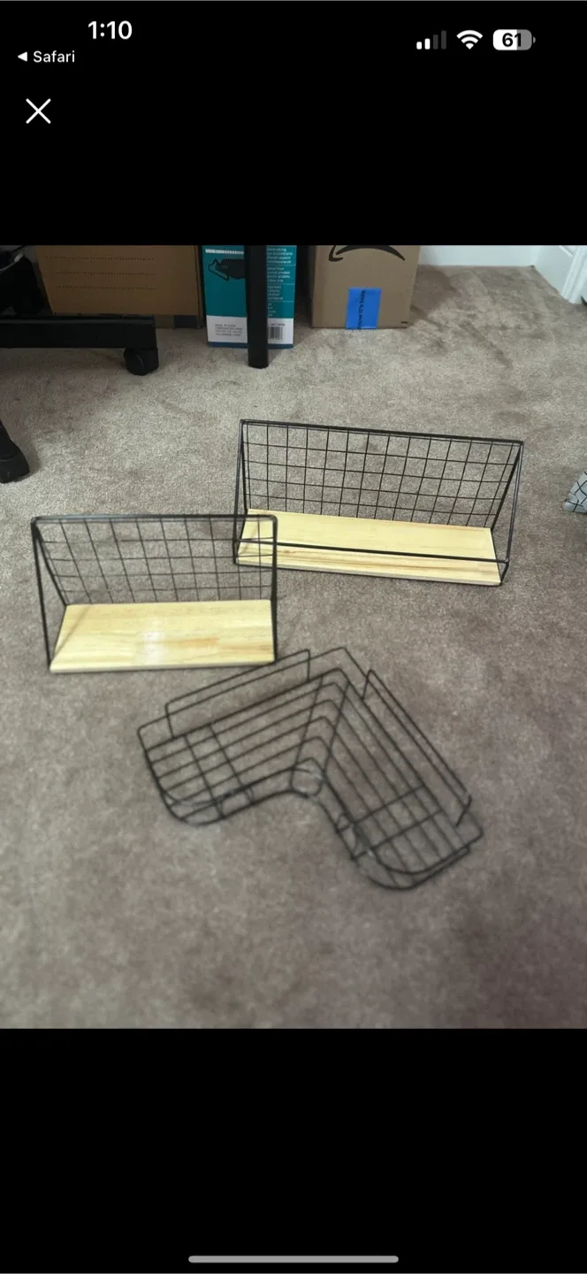 Set of 3 Black Wire Shelves