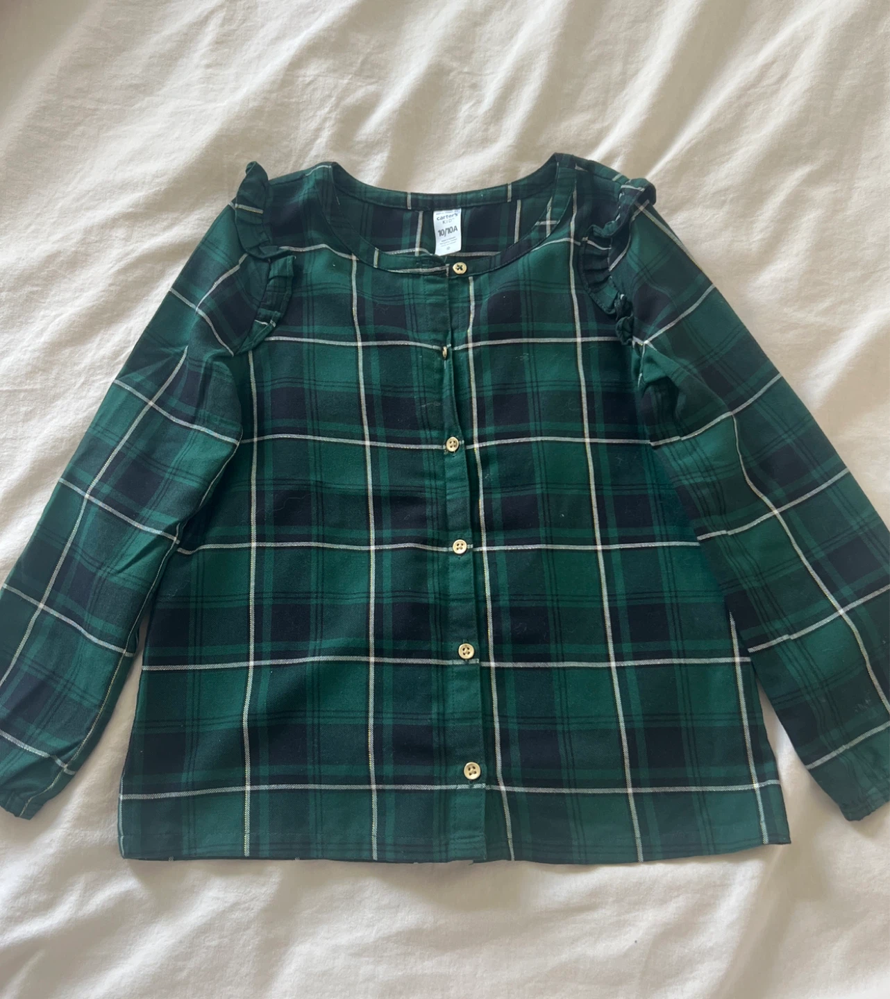 Carter's Green Plaid Blouse Size 10