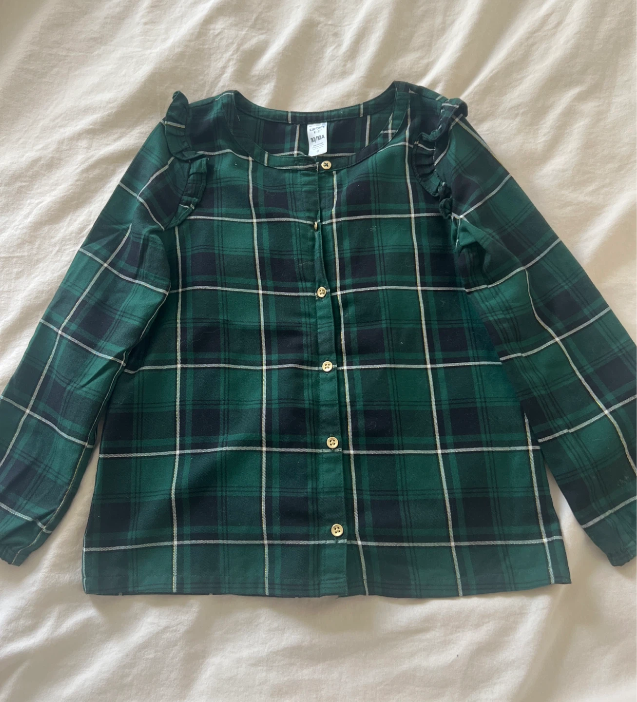 Carter's Green Plaid Blouse Size 10 - photo 2