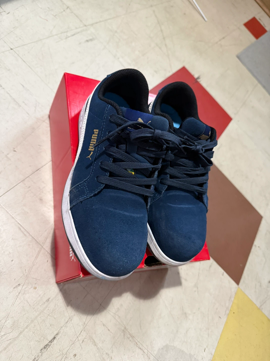 Puma Iconic Suede Navy Low, US Size 5, safety shoes with box - photo 2
