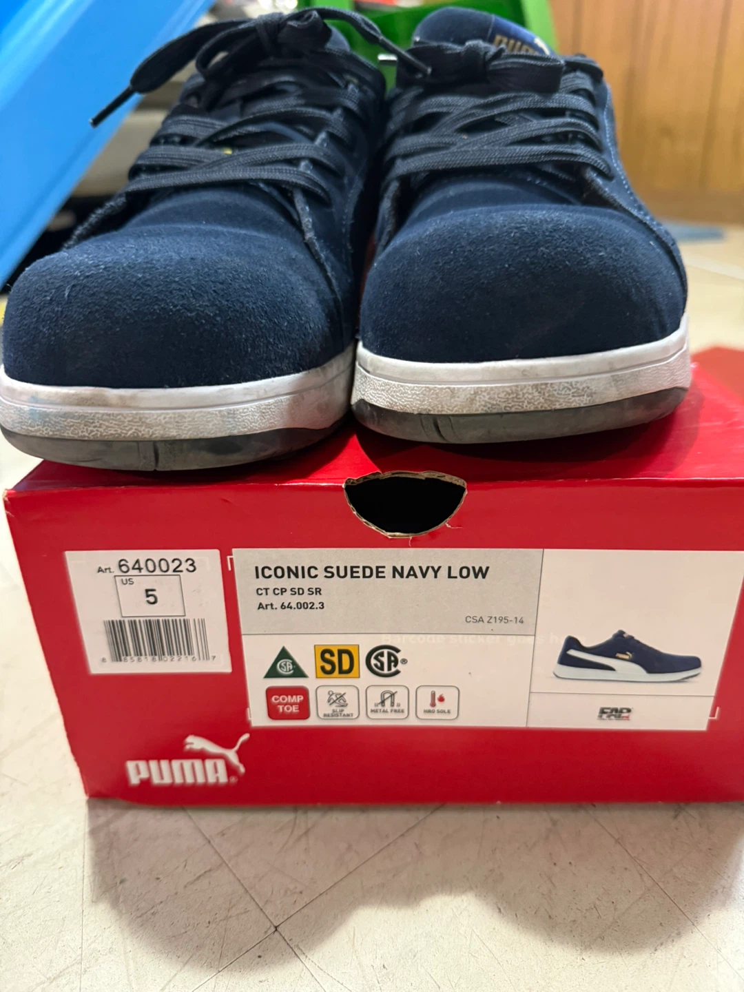Puma Iconic Suede Navy Low, US Size 5, safety shoes with box - photo 3