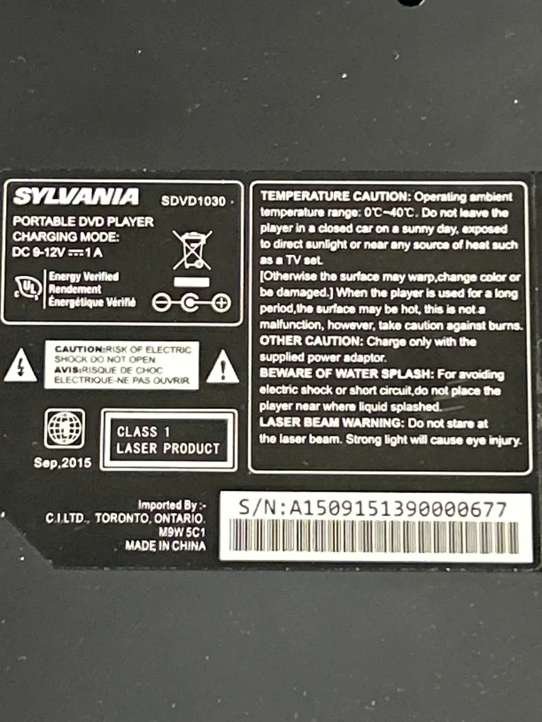 Sylvania SDVD1030 Portable DVD Player image indicator(8)