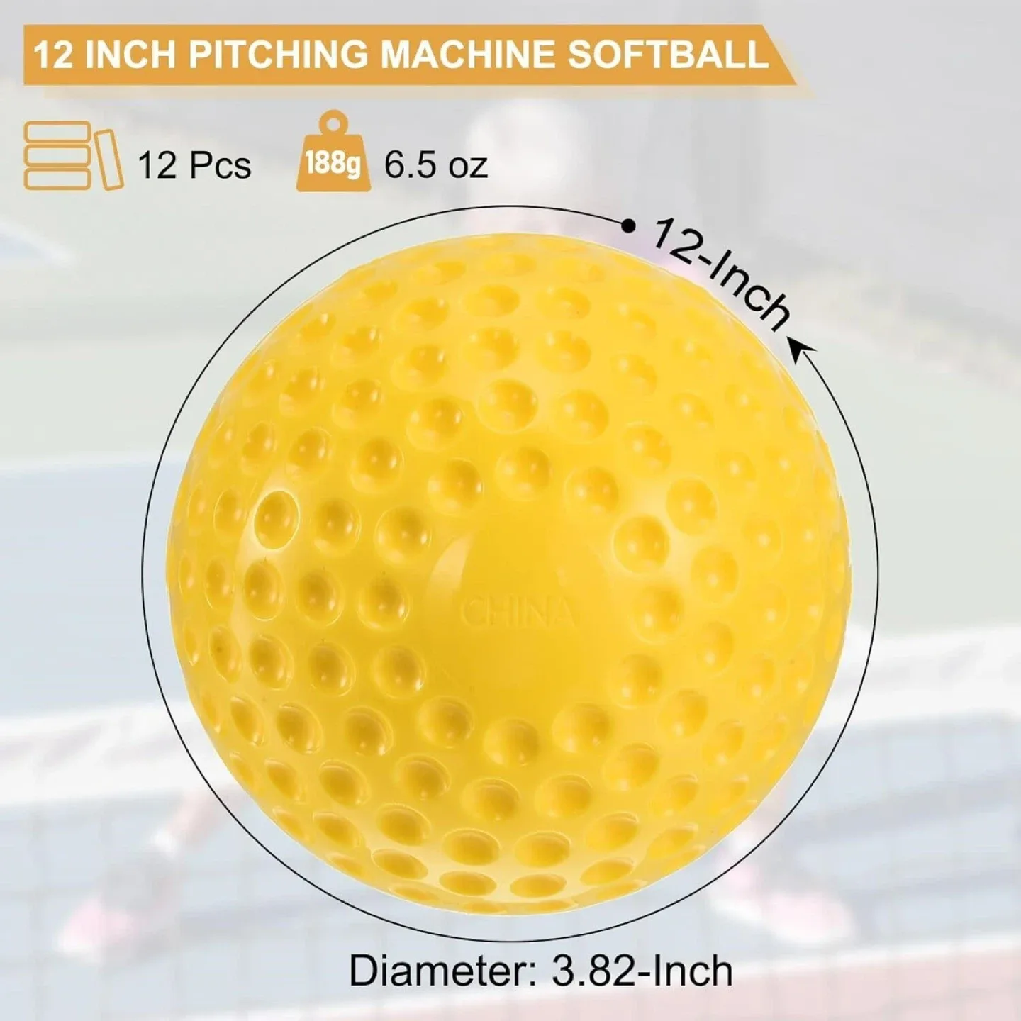 12-Inch Yellow Pitching Machine Softball image indicator(2)