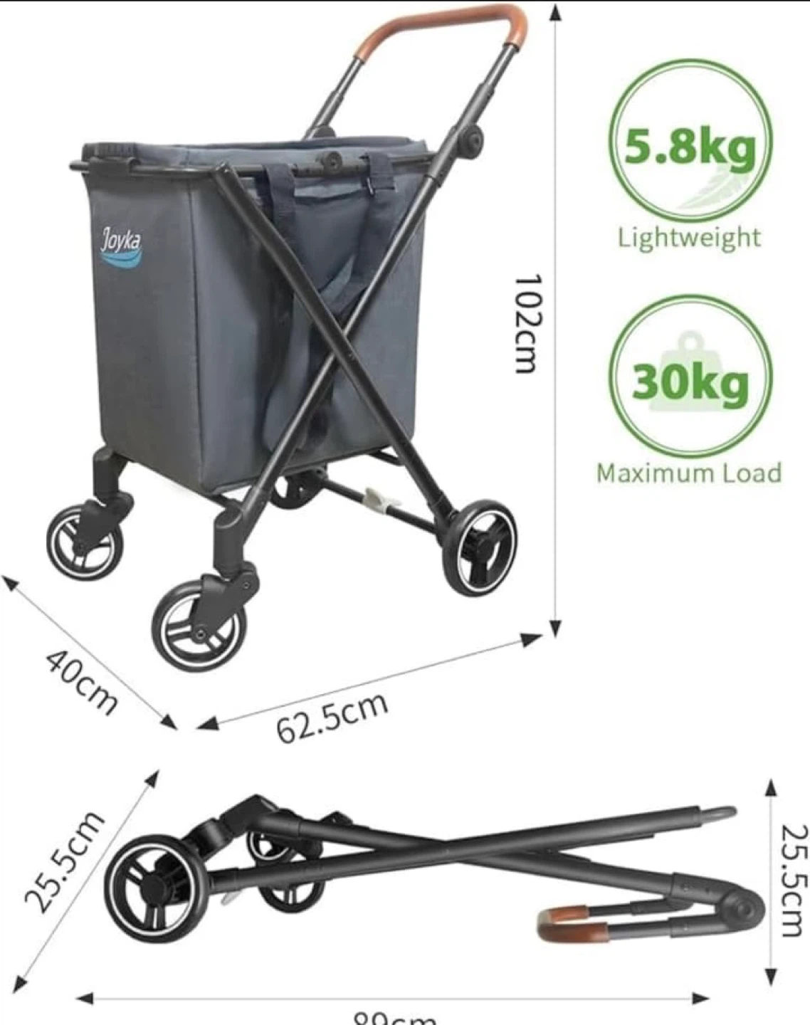 Joyka Shopping Cart - Lightweight & Durable - photo 2