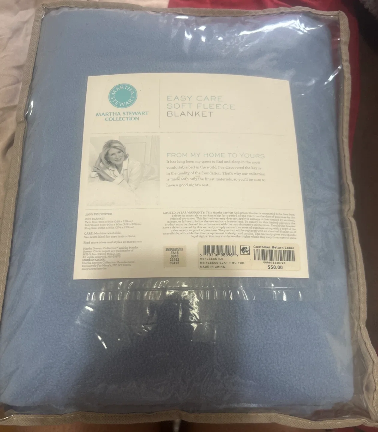 Martha Stewart Easy Care Soft Fleece Blanket