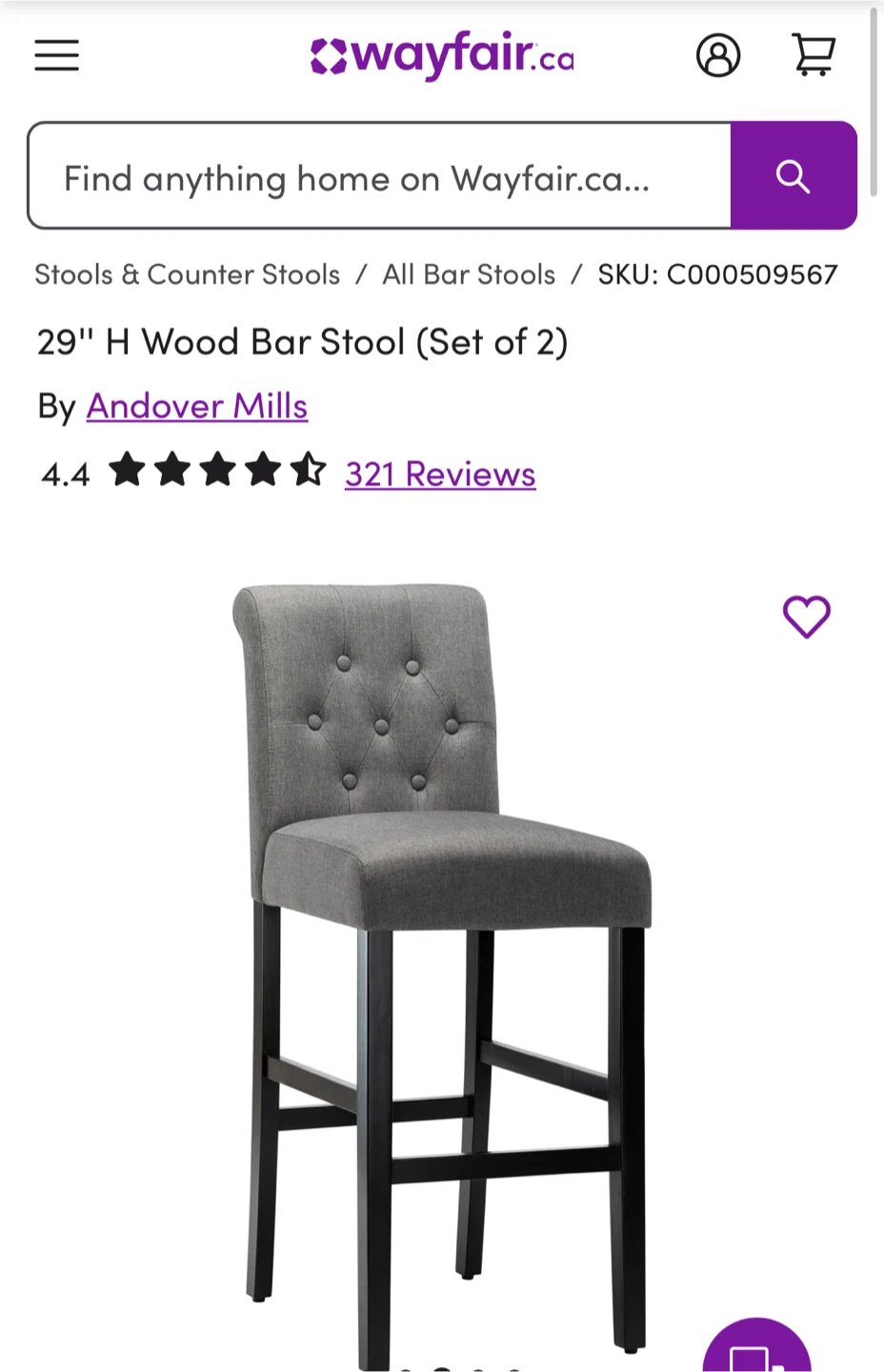 Andover Mills 29" Bar Stools (Set of 2) Wayfair - photo 3