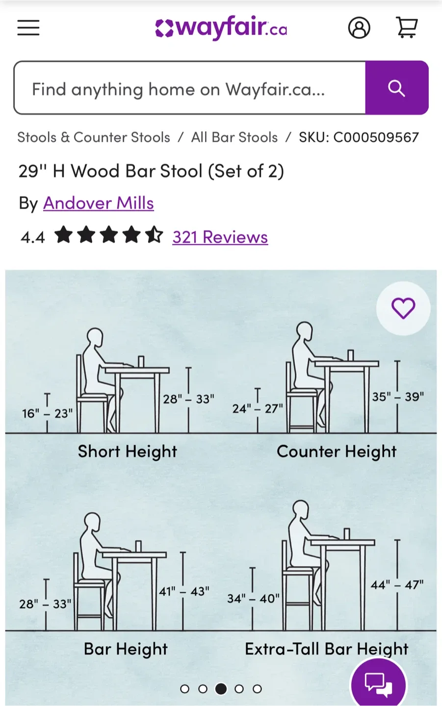 Andover Mills 29" Bar Stools (Set of 2) Wayfair image indicator(2)