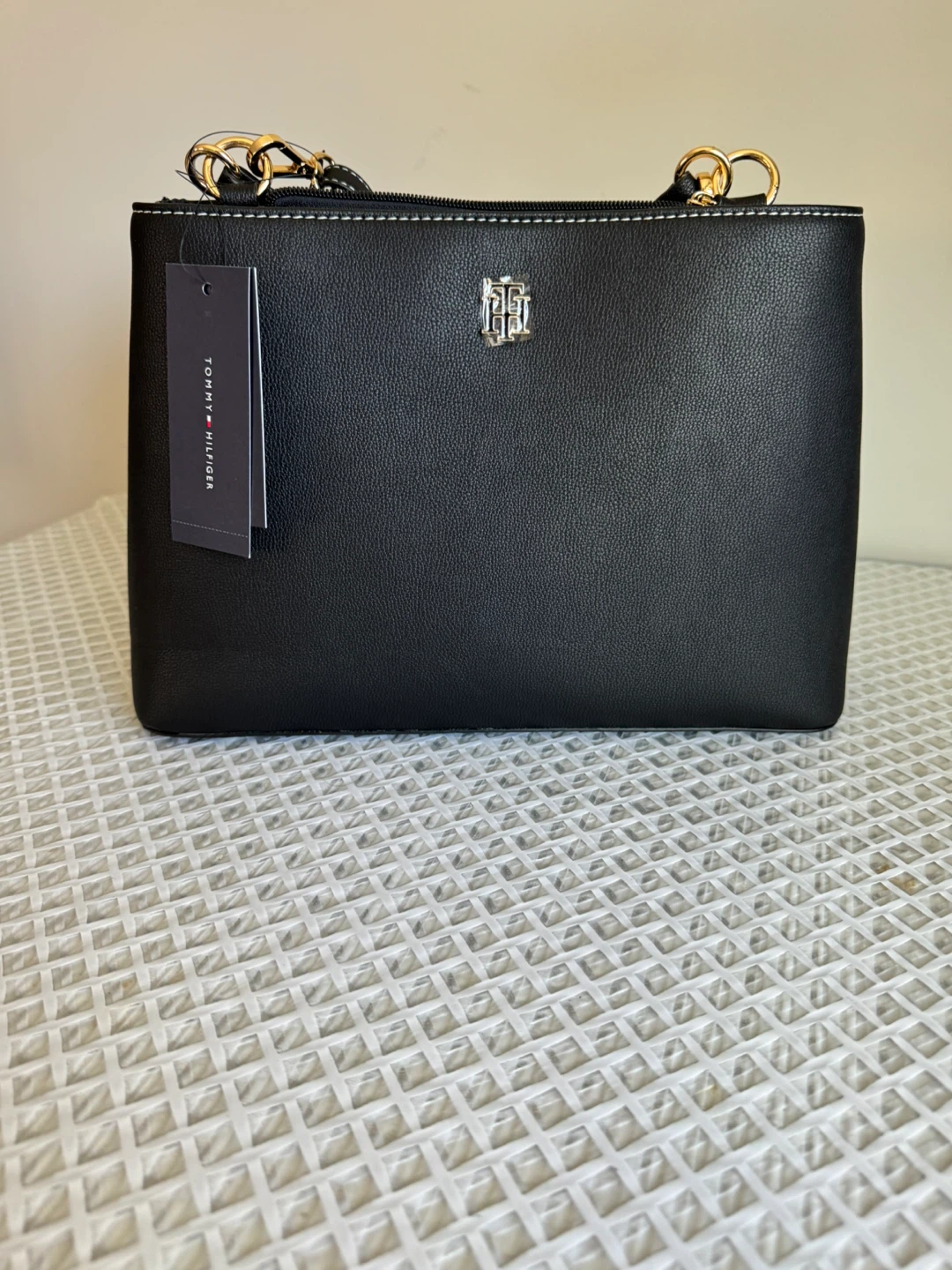 Tommy Hilfiger Black Satchel Bag w/ Detachable Strap