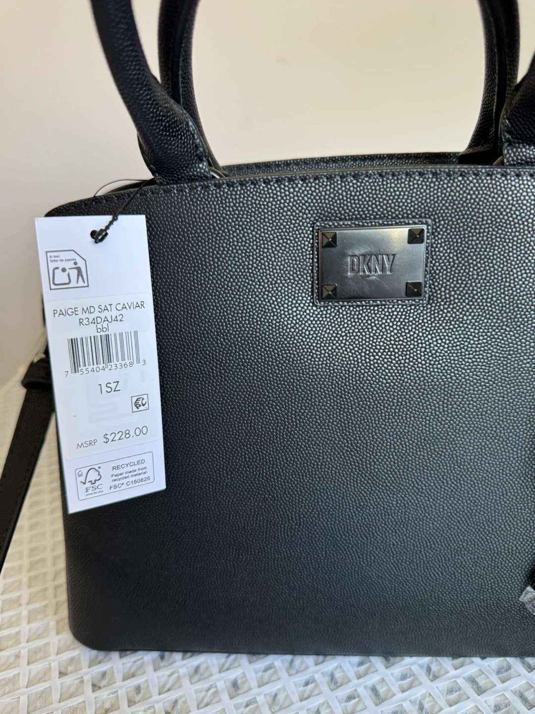 DKNY Paige MD Sat Caviar Black Handbag - photo 3