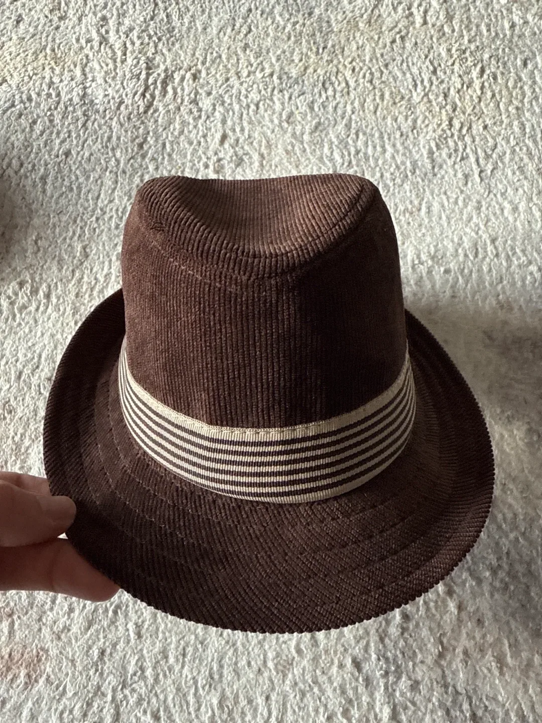 H&M Brown Corduroy Fedora Hat, Size 6-9M