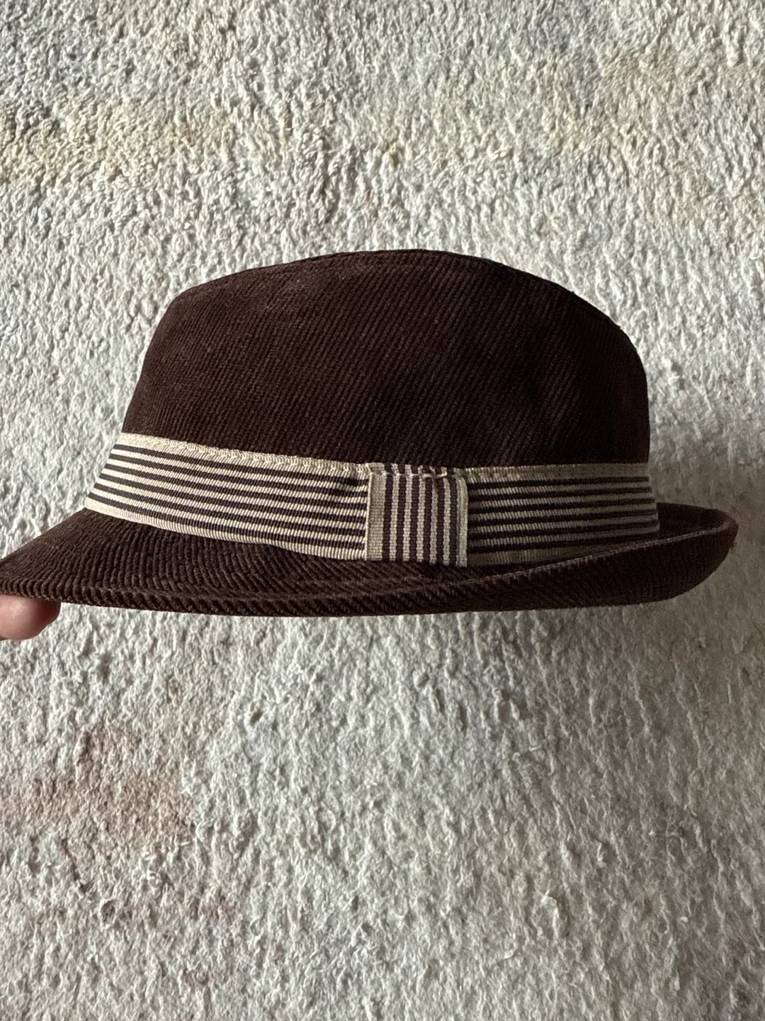 H&M Brown Corduroy Fedora Hat, Size 6-9M image indicator(2)