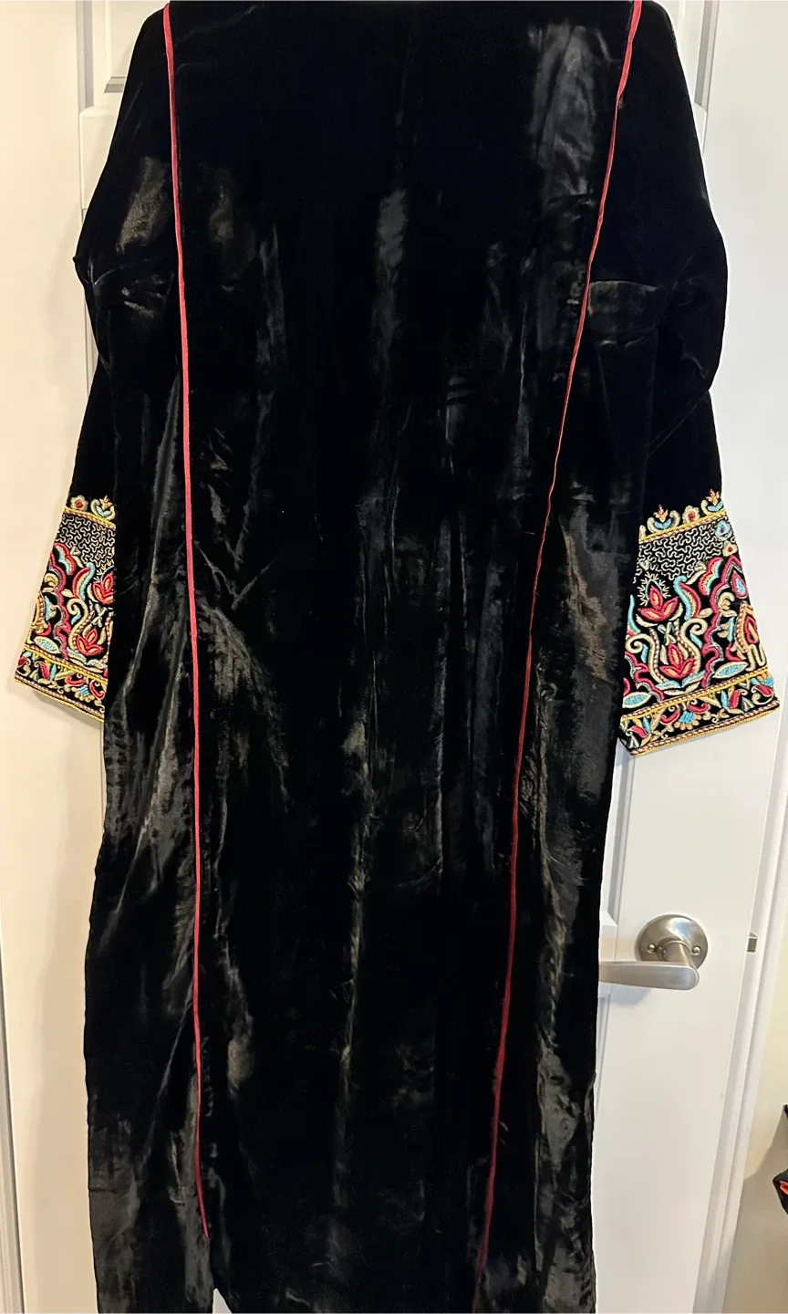 Black Velvet Embroidered Dress image indicator(2)