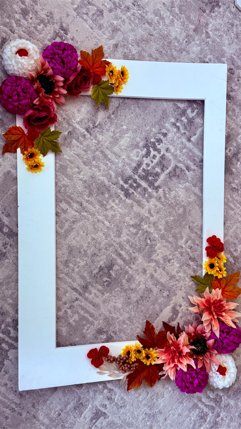 Floral Decorated White Photo Booth frame - photo 2