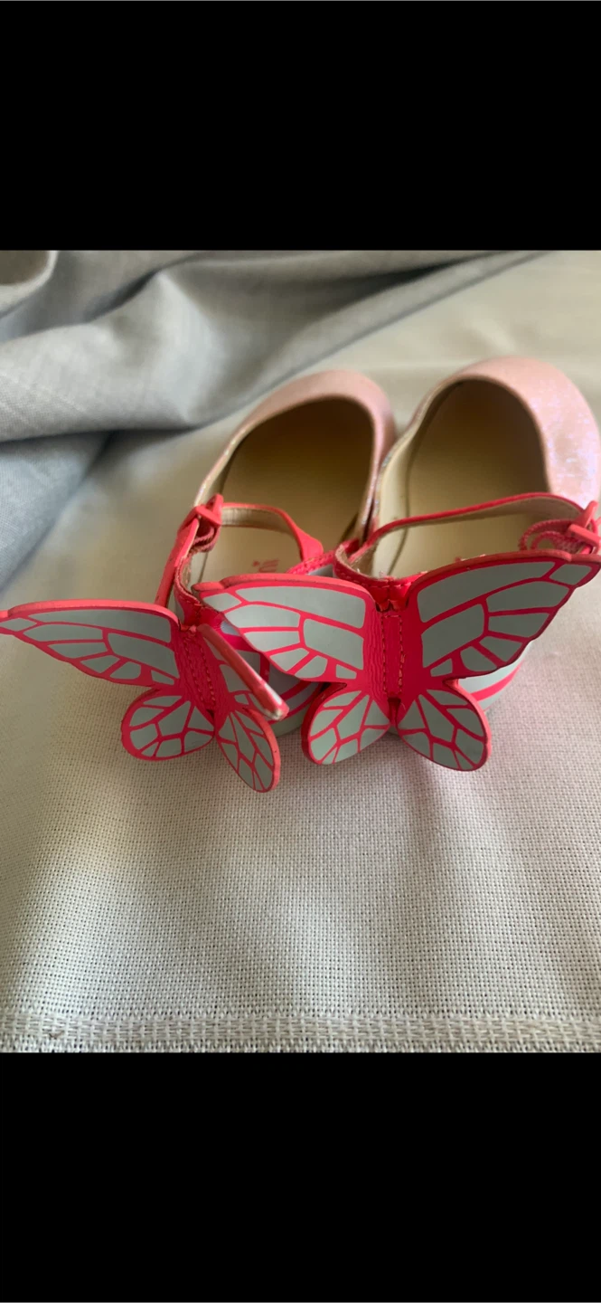 Sophia Webster Mini Pink Glitter Butterfly Shoes Size 9