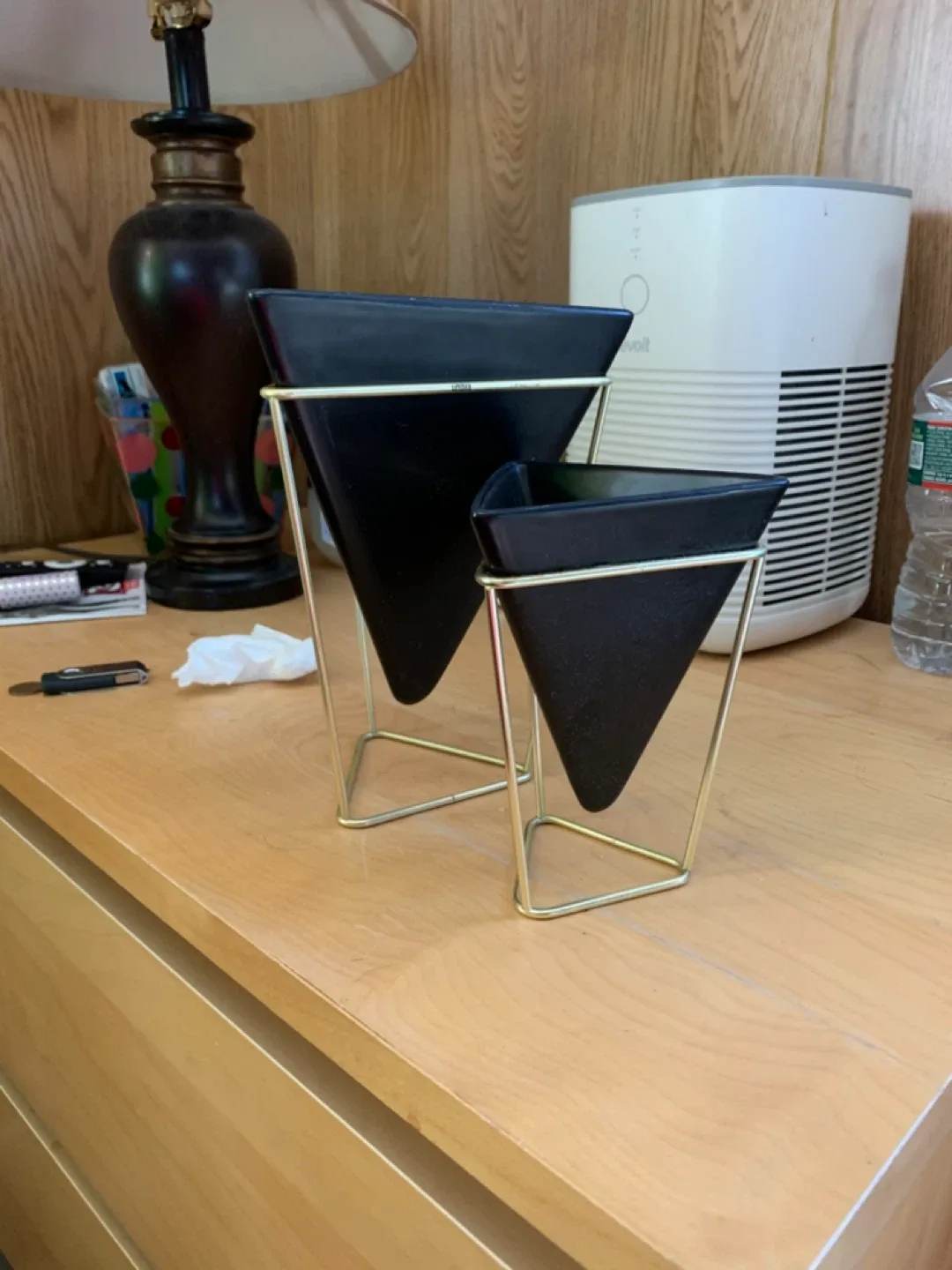 Umbra Set of 2 Black & Gold Geometric Planters image indicator(3)