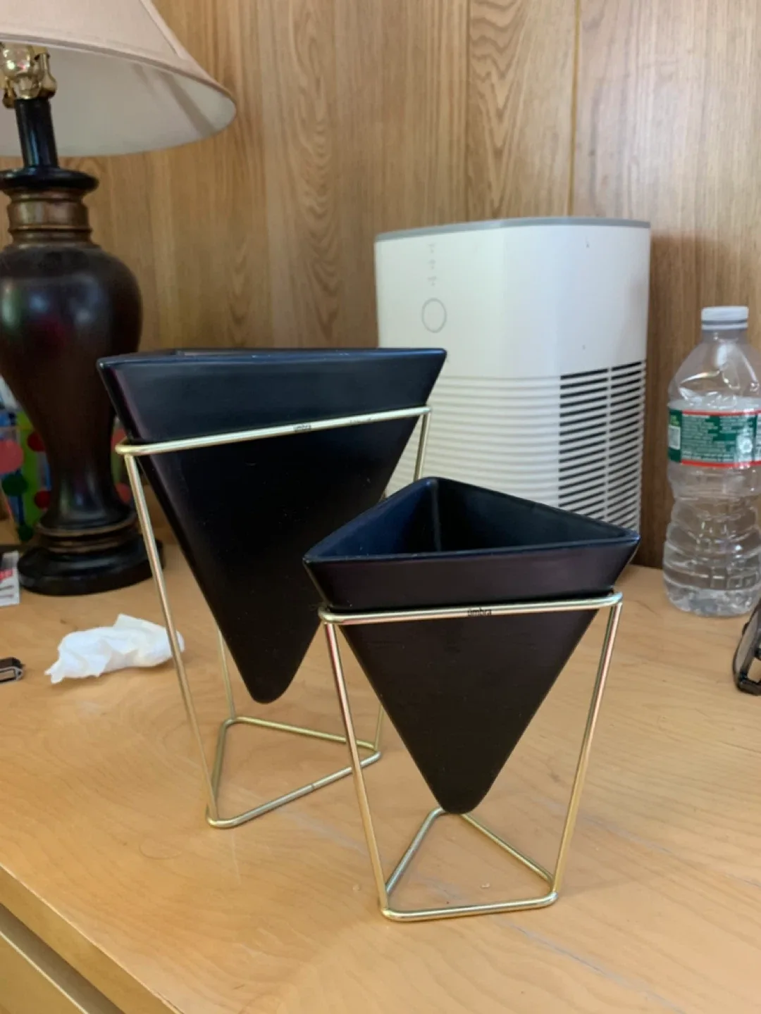 Umbra Set of 2 Black & Gold Geometric Planters
