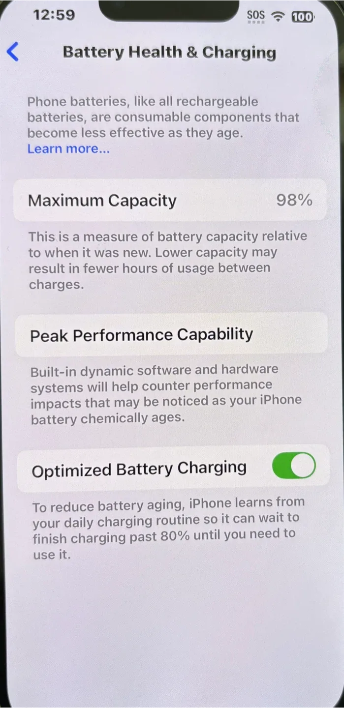 LNIB iPhone 13 Midnight 128GB 98% Battery + bonus image indicator(5)