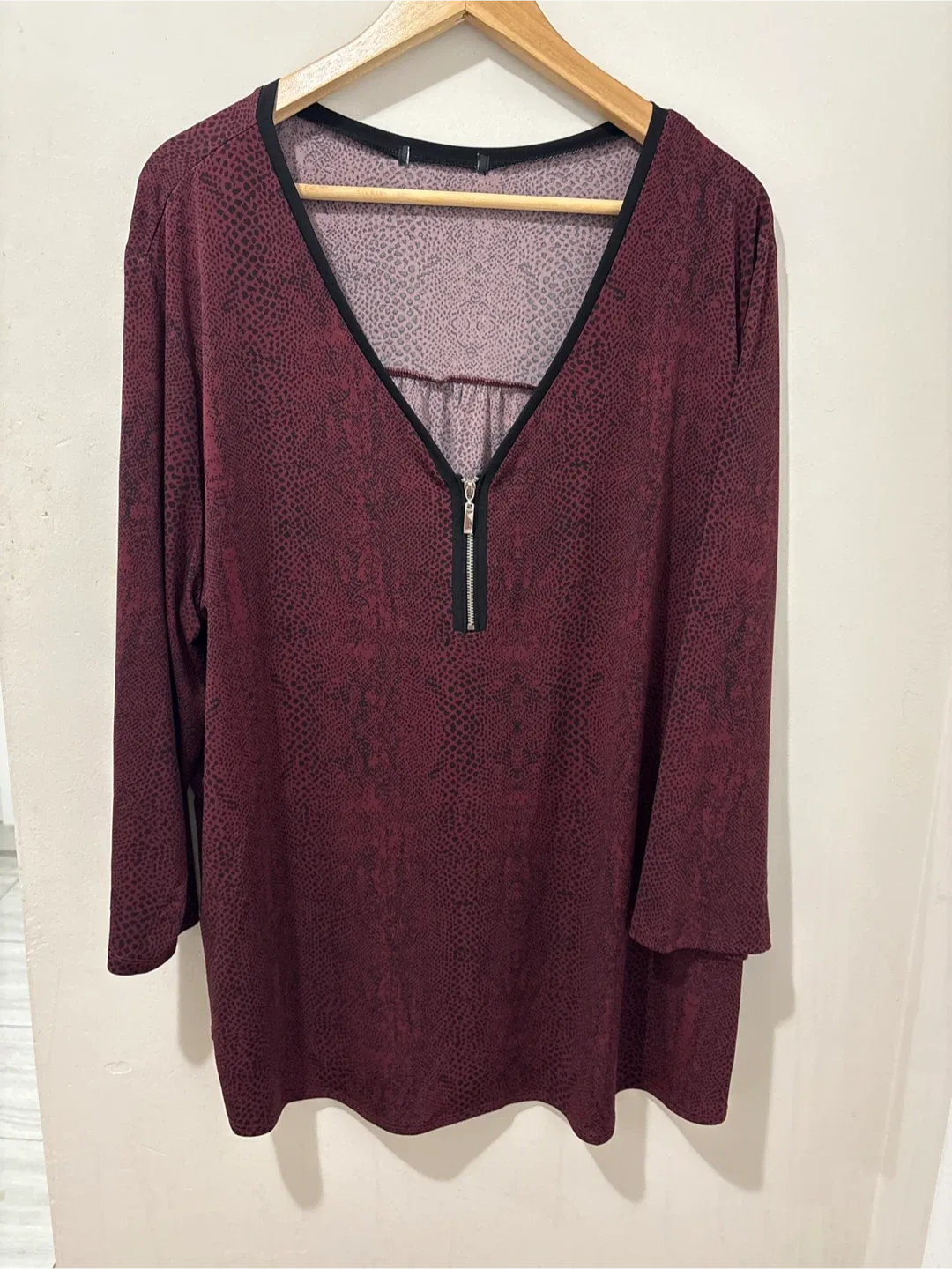 Burgundy Zipper Blouse