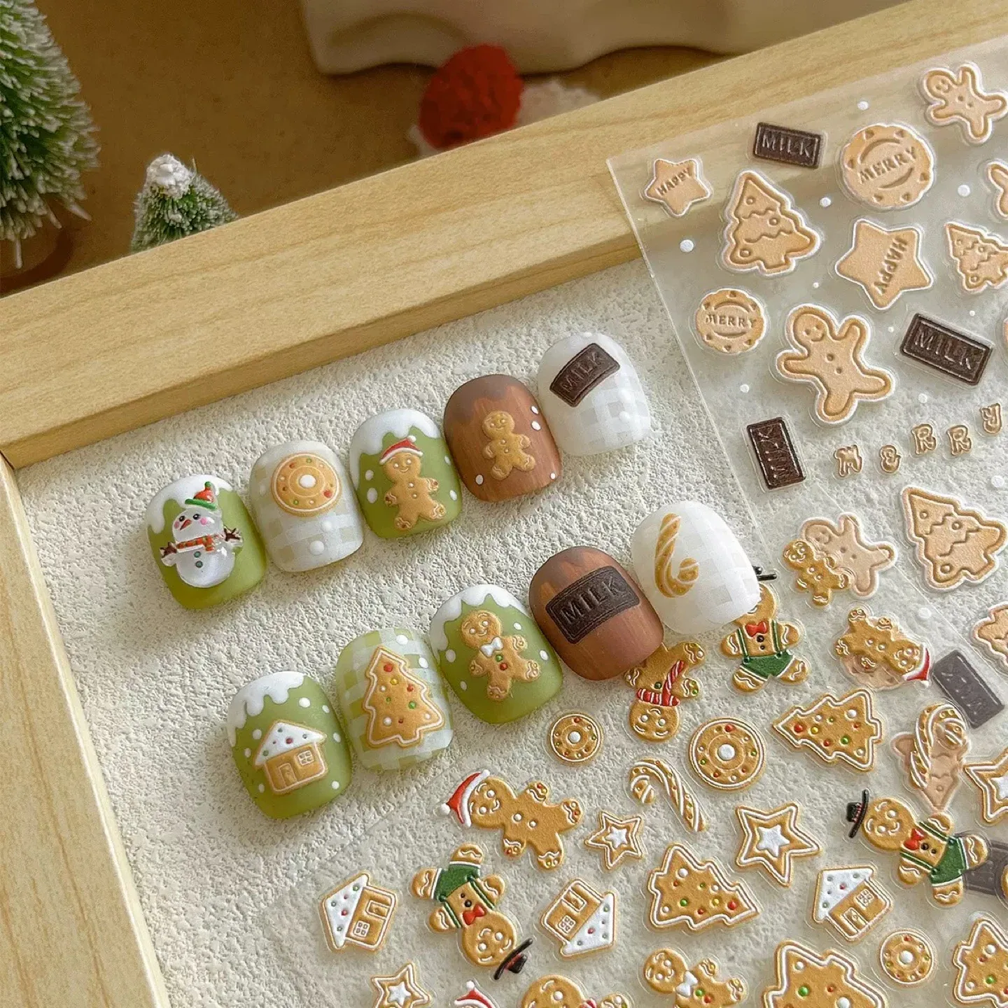 Gingerbread Christmas Nail Art Stickers