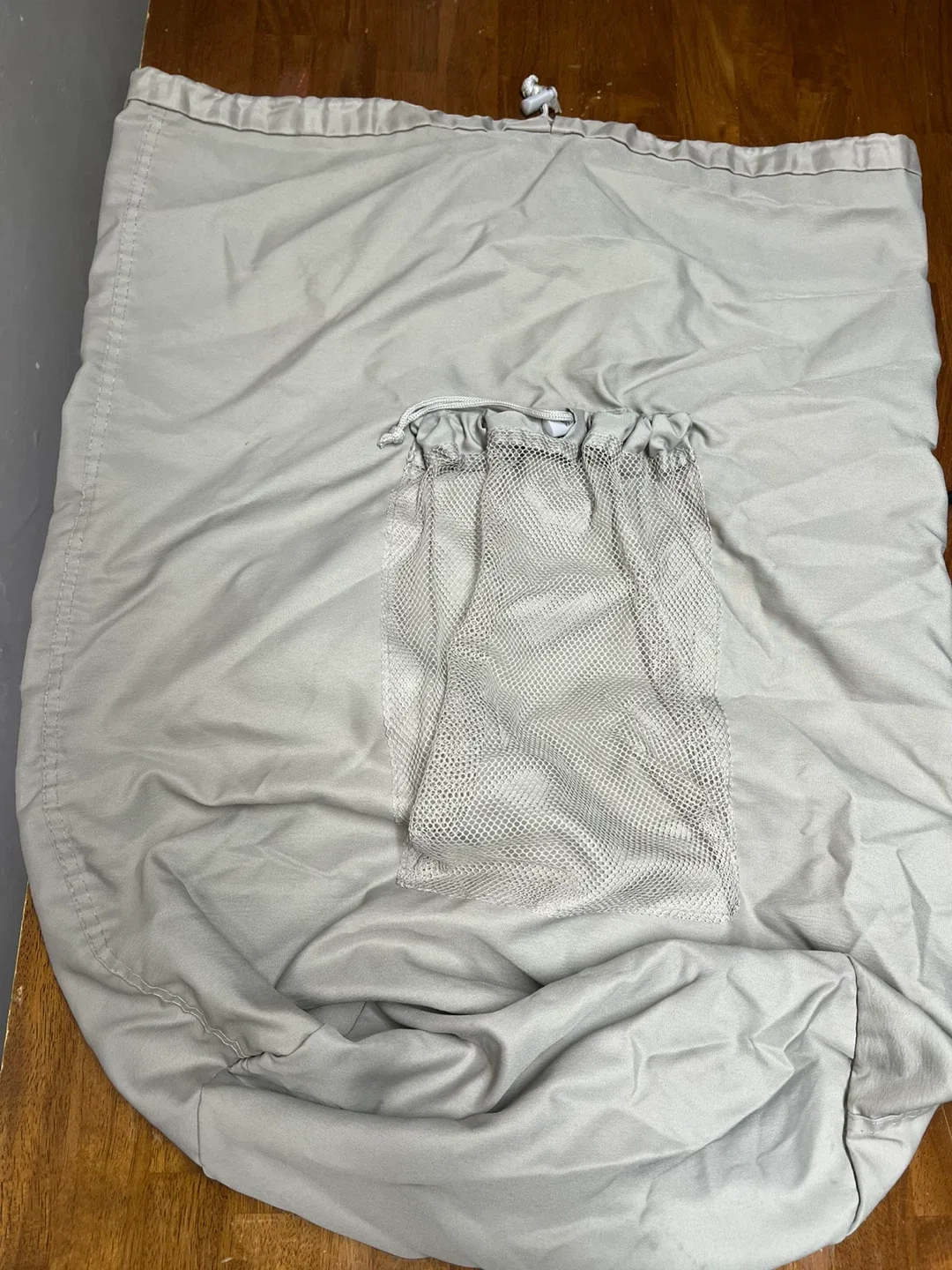 Beige Laundry Bag  can be carried like a backpack