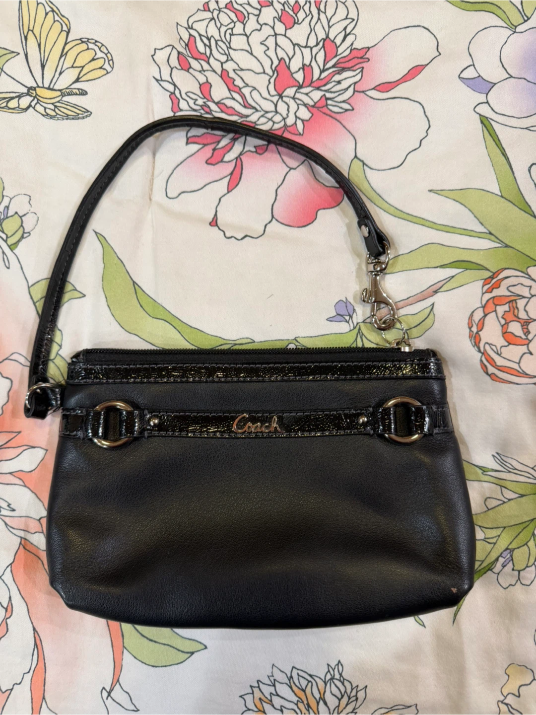 Coach Black Leather Wristlet